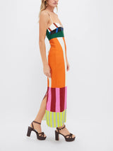 Valmera | Women’s Colour-Block Striped Midi Dress