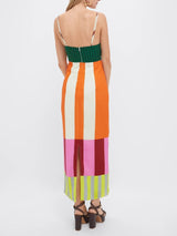 Valmera | Women’s Colour-Block Striped Midi Dress