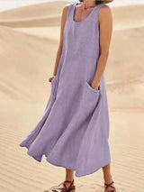 Brielle | Women’s Sleeveless Cotton-Linen Dress