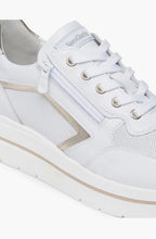 Chic Hidden Wedge Sneakers in White/Gold with Lace-Up Design and Perforated Panels 4