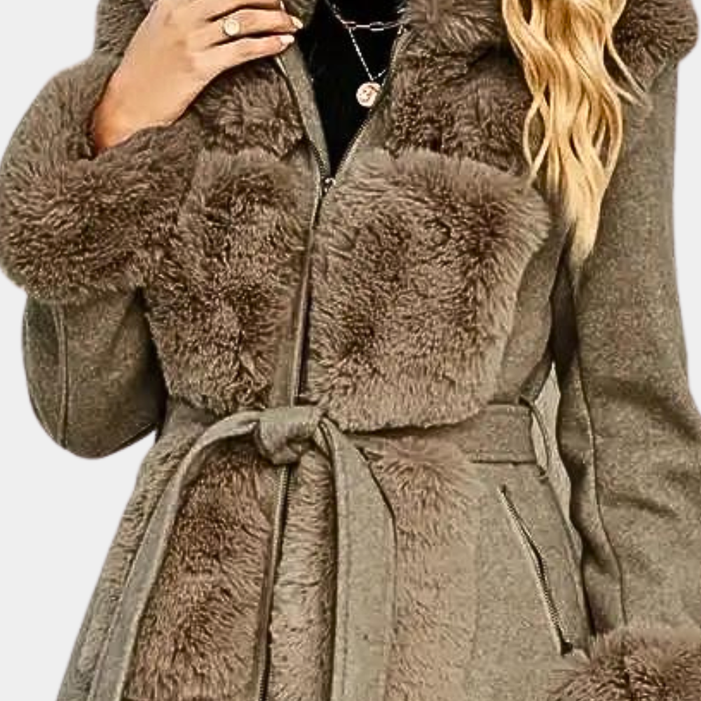 Christine | Plush Winter Coat for Women in Elegant Brown 3