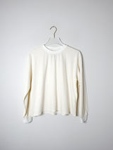 Cropped Long Sleeve T Shirt in Washed White | Women's Relaxed Fit Top in Hemp and Organic Cotton 0