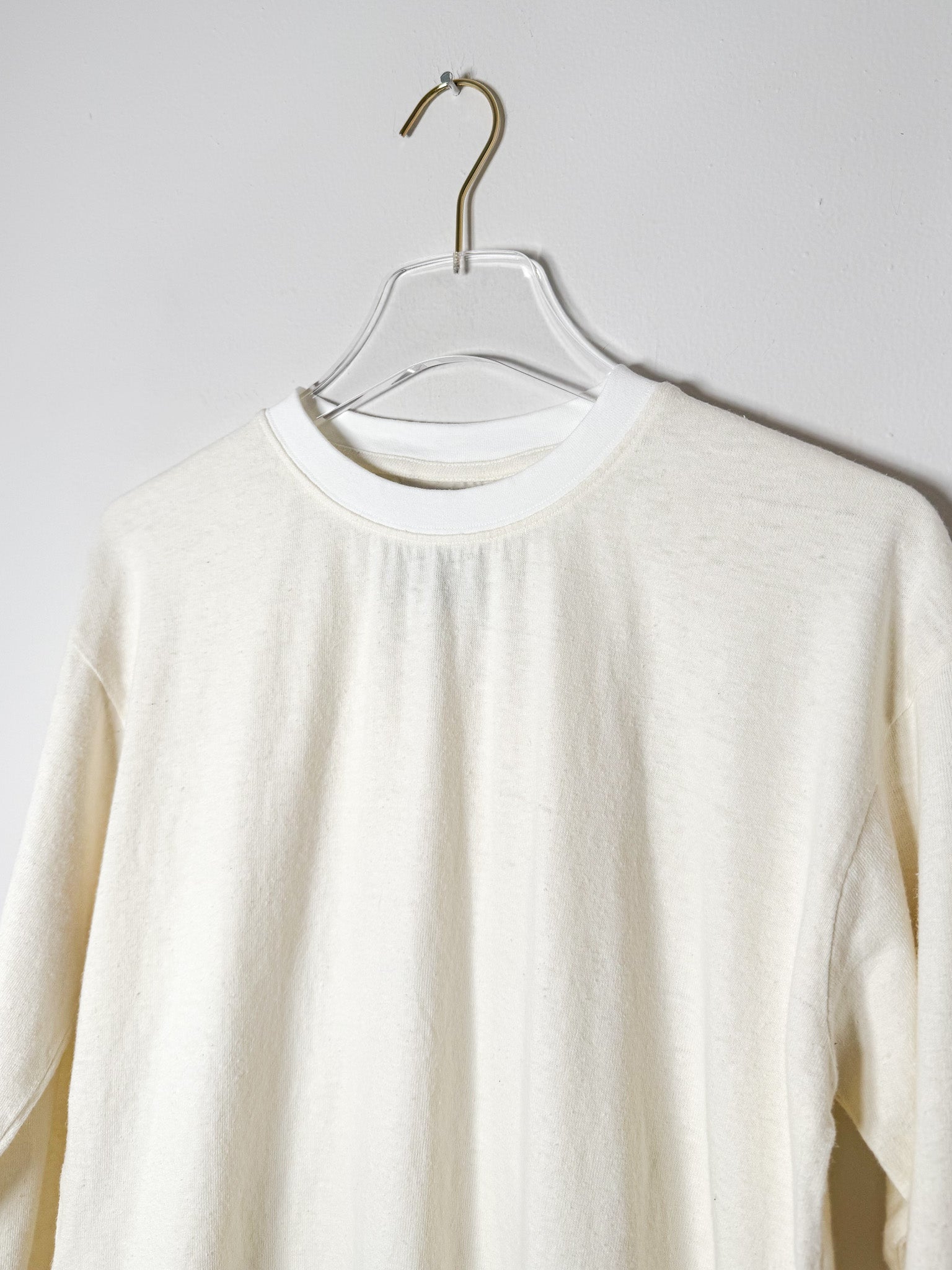 Cropped Long Sleeve T Shirt in Washed White | Women's Relaxed Fit Top in Hemp and Organic Cotton 2