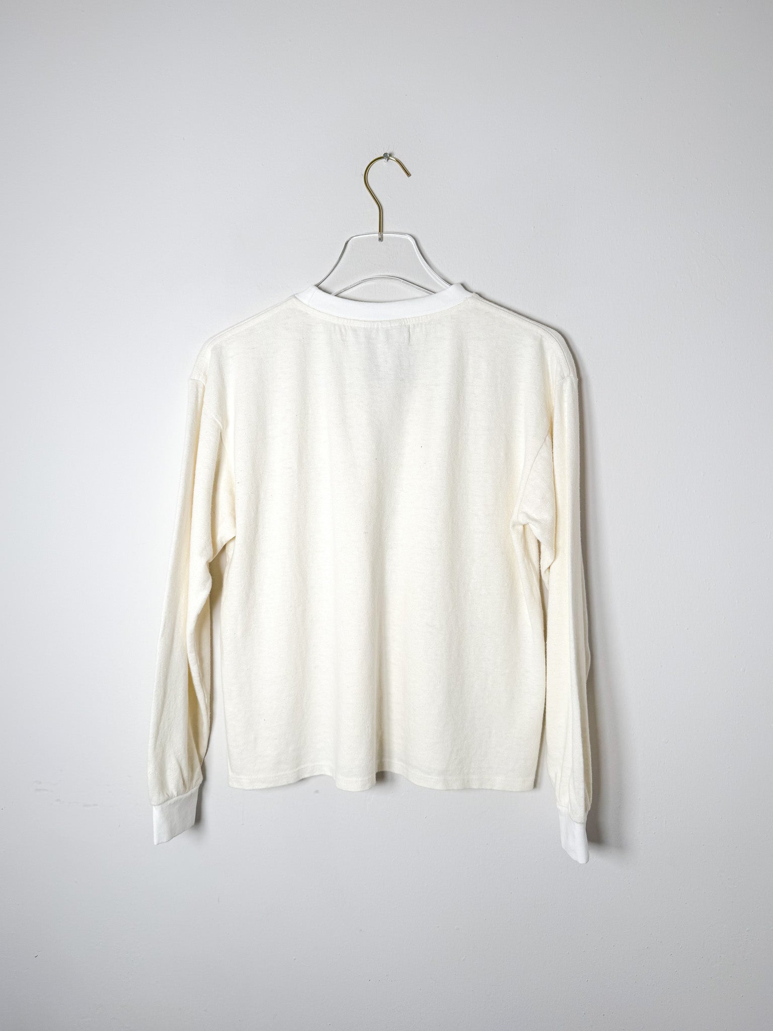 Cropped Long Sleeve T Shirt in Washed White | Women's Relaxed Fit Top in Hemp and Organic Cotton 3