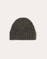 Dark Charcoal Alpaca Cuffed Beanie Hat | Rib Knit for Ultimate Warmth and Style 0
