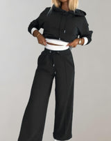 Krystalyn | Women’s Two-Piece Cropped Hoodie Tracksuit Set