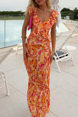 Maxie | Sleeveless Ruffle Strap V-Neck Dress
