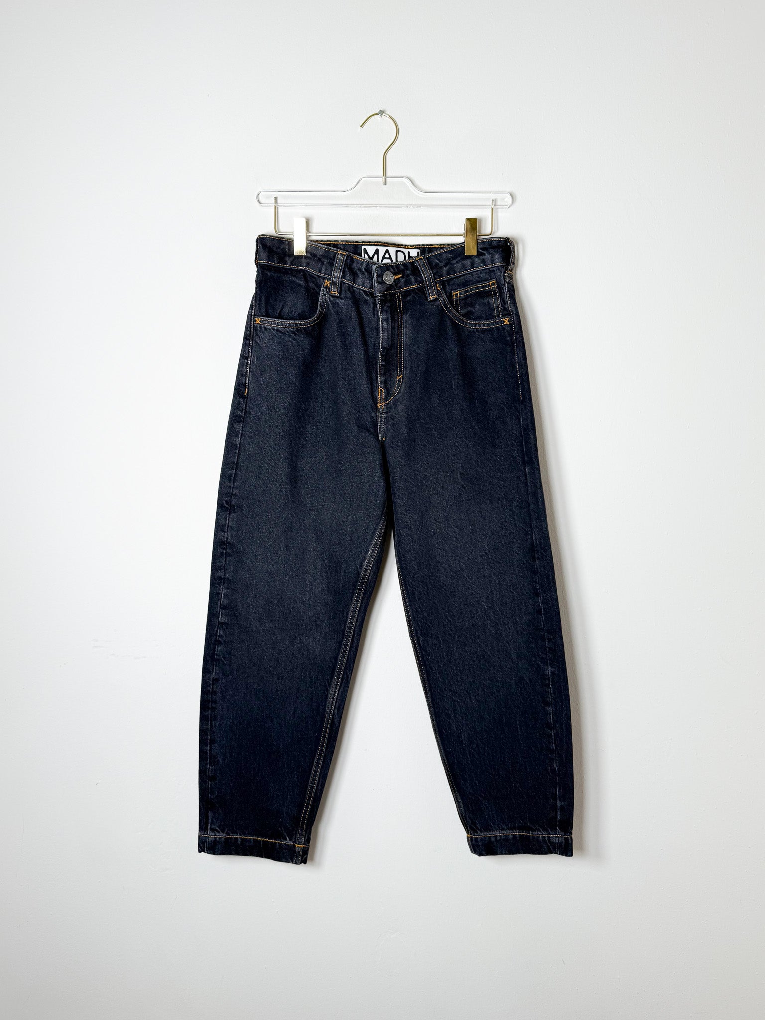 Ozon Black Sculpture | Cropped Barrel Men's Jeans in Washed Black 0