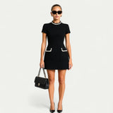 Pearlisse | Women’s Pearl-Trim Mini Dress