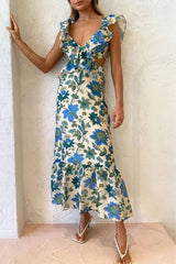 Maxie | Sleeveless Ruffle Strap V-Neck Dress