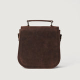 Sandra Vintage Leather Saddle Bag for Women | Distressed Brown Cowhide with Twist Lock and Detachable Strap