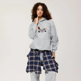 Embroidered Puppy Oversized Hoodie | Unisex Casual Graphic Pullover Hoodie