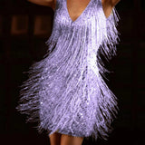 Zafrina | Women’s Sequin Fringe Mini Dress