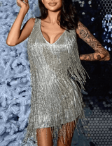 Zafrina | Women’s Sequin Fringe Mini Dress