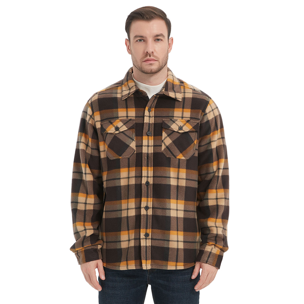 Sherpa Lined Overshirt Jacket for Men and Women | Cozy Brushed Fleece Layering Piece 0