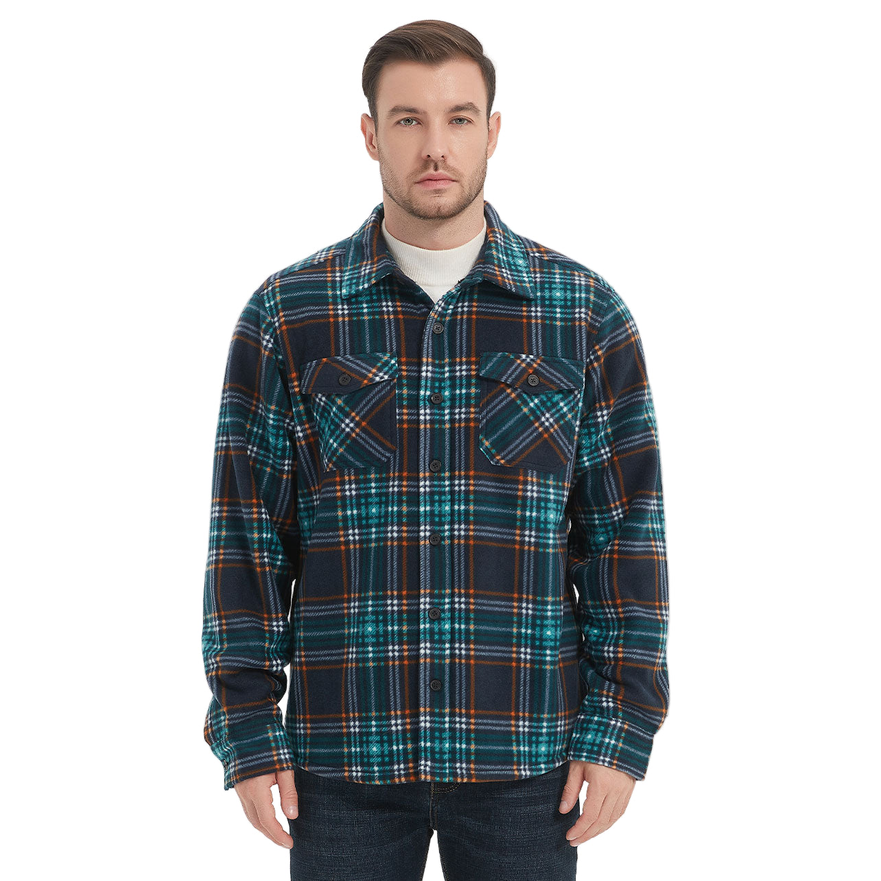 Sherpa Lined Overshirt Jacket for Men and Women | Cozy Brushed Fleece Layering Piece 10