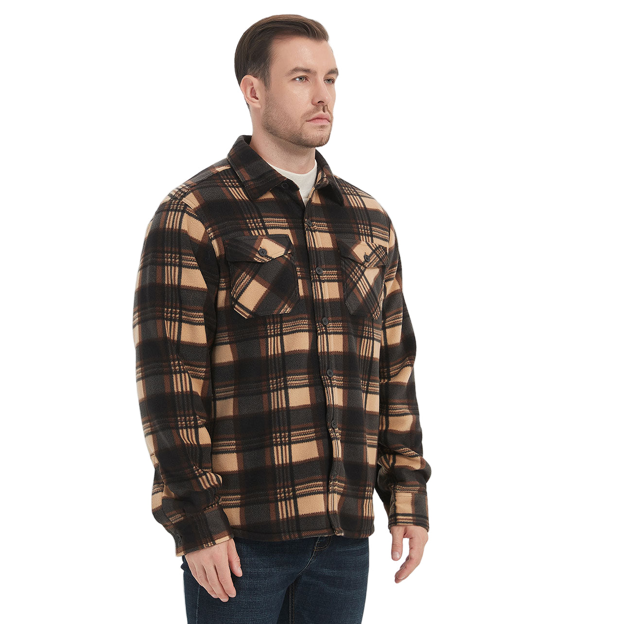 Sherpa Lined Overshirt Jacket for Men and Women | Cozy Brushed Fleece Layering Piece 4