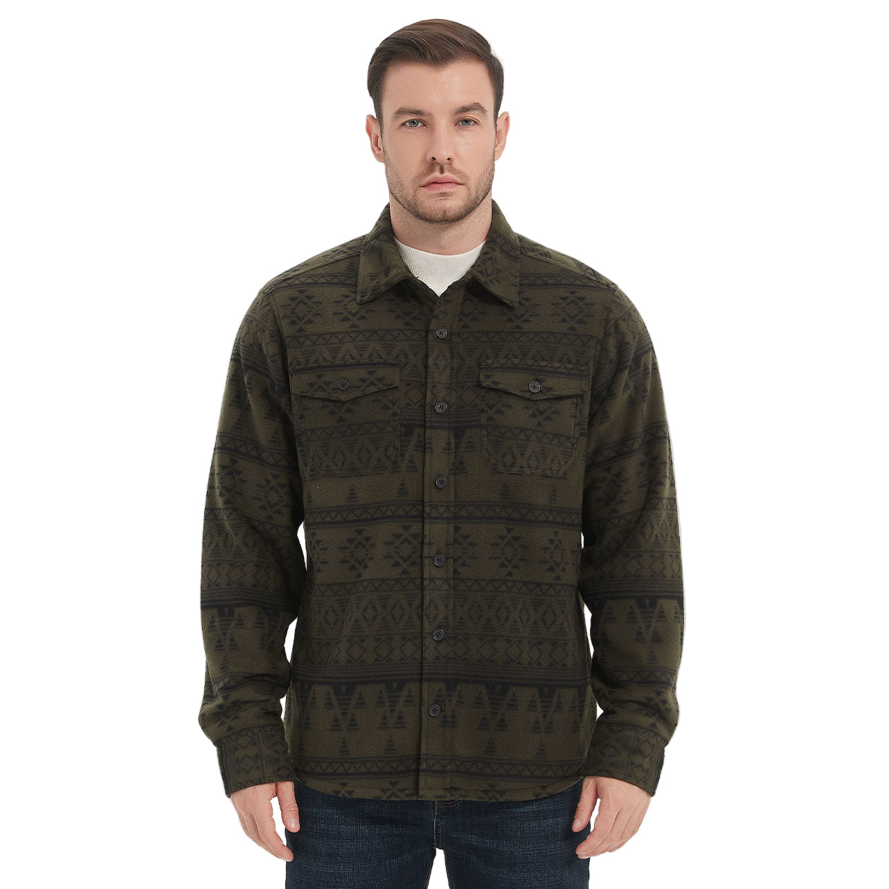 Sherpa Lined Overshirt Jacket for Men and Women | Cozy Brushed Fleece Layering Piece 6