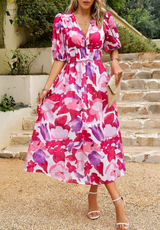 Roxie | Women’s Floral Puff Sleeve Midi Dress