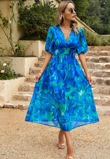 Roxie | Women’s Floral Puff Sleeve Midi Dress