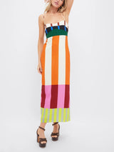 Valmera | Women’s Colour-Block Striped Midi Dress