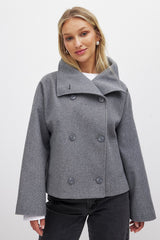 Marcelline | Women’s Short Wool Jacket with Double Snap Closure